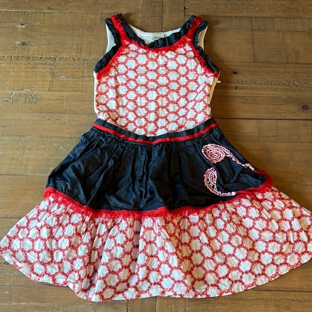 Save the Queen circus red eyelet apron dress